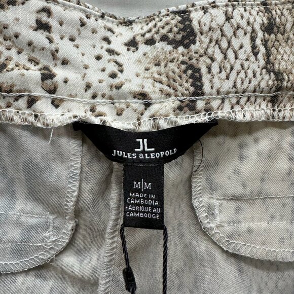 Jules & Leopold Pull-On Crop Pants Womens M Slim Straight Snake Skin Print Beige - Picture 11 of 12